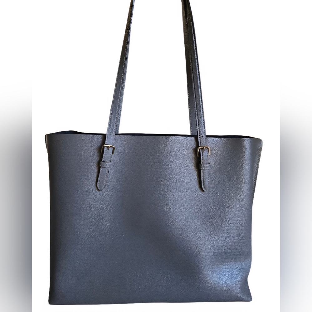 Coach Mollie Leather Tote Gray With Red Interior - Picture 4 of 16